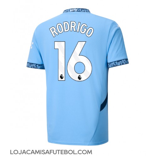 Camisa de Futebol Manchester City Rodri Hernandez #16 Equipamento Principal 2024-25 Manga Curta